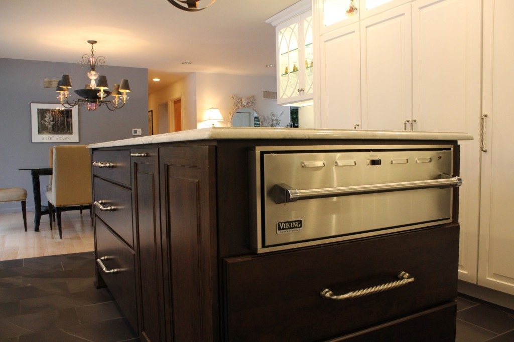 april kitchen of the month island storage and workspace designed and installed by Creation Cabinetry in Hamburg PA